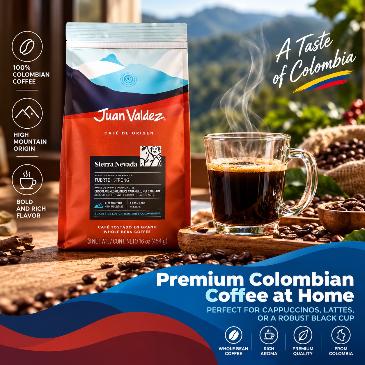 Juan Valdez Sierra Nevada Colombian whole bean coffee