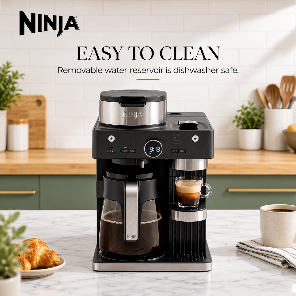 Ninja coffee maker on a kitchen counter